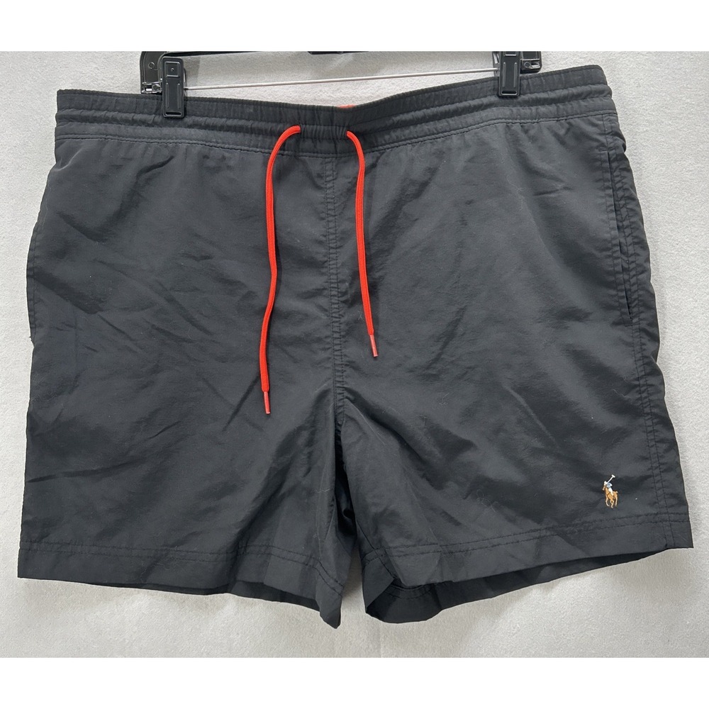 Polo Ralph Lauren Swim Shorts Mens Medium Black Mesh Lined Drawstring Pockets